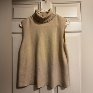Zara Beige Sleeveless Turtleneck Sweater